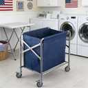 Commercial Laundry Cart Heavy Duty Collapsible Laundry Cart with Wheels, 12 Bushel Industrial Rolling Baskets Trucks with Steel Frame and Waterproof Oxford Cloth, for Home Organizer Storage