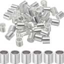 uxcell 3/8"(10mm) Aluminum Crimping Loop Sleeve, Wire Rope Stop Sleeve Round Crimp Ferrules for Wire Rope and Cable Ferrule, Silver 50Pcs