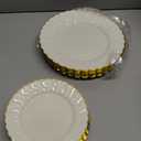 Lullaby 60PCS Pearl White Scalloped Plastic Plates with Gold Rim, Disposable Elegant Plates Include 30pcs Dinner Plate 10.25", 30pcs Dessert Plate 7.5", Perfect for Daily Use, Wedding and Party