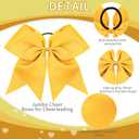 CN 10PCS Yellow Cheer Hair Bows for Cheerleader Large Cheer Elastic Ties | 8" Jumbo Handmade Bows, for Teen Girls College Sports Softball Competition, Grosgrain Ribbon ,Ponytail Holders for Girls