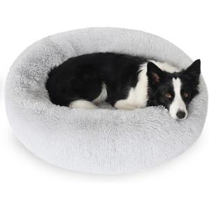 JOLLYVOGUE Dog Bed, Calming Anti-Anxiety Large Dog Bed, Fluffy Donut Cushion for Medium and Large Pets (30")