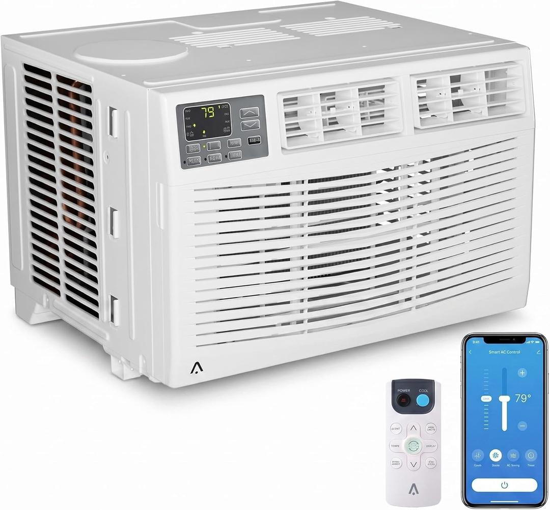 8,000 BTU Window Air Conditioner,Cool Rooms Up to 350 Sq.Ft.,Smart Window AC Unit with Smartphone App or Remote Control,3 Fan Mode,Sleep&ECO Mode,Washable Filter,for Bedroom Apartment Office,New R32
