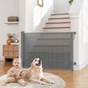 Babepai Retractable Baby Gates Extra Wide | 55" Wide x 38" Tall Dog Gates for Stairs | Indoor/Outdoor Use | Child Gates for Doorways, Deck, Porch, Hallways, Patio - Gray
