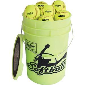 Rawlings | Bucket of 18 Practice Softballs | Ages 12U | 12" | Synthetic Cover, One Size