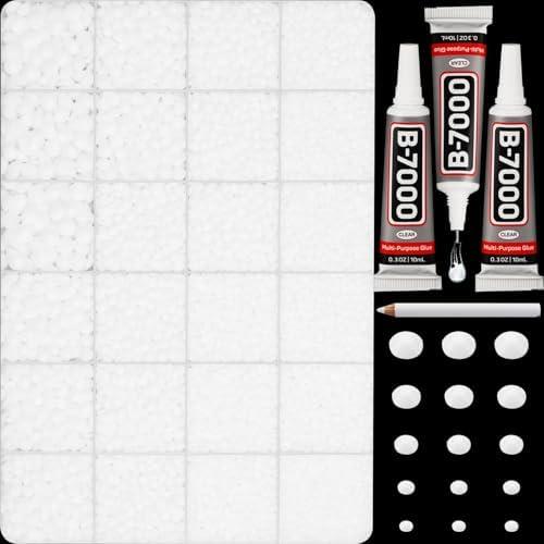 33000Pcs White Rhinestones for Bedazzling, Bedazzler Kit with Flatback Craft Rhinestones White Bulk and B7000 Glue, 2,3,4,5,6mm Resin Flat Back Crystals for Craftings, Crafts, Clothes, Shoes, Nails