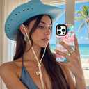 2 x ChiCsFleur for iPhone 13 / iPhone 14 Case, TPU Phone case with Camera Protection for Women Girls Teens - Coastal Gift Collage Christmas Pink Lips Floral Italy Shell Palm Hibiscus Aesthetic Unique