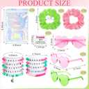 Flutesan 70 Pcs Witch Party Favors Pink and Green Heart Shaped Glasses Witch Theme Friendship Bracelets Pink and Green Hair Scrunchies with Thank You Stickers Laser Storage Bag for Wizard Fans Party