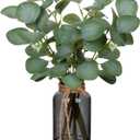 Briful Artificial Eucalyptus Stems in Black Glass Vase with Faux Water, 14" Fake Plant Eucalyptus Leaves for Home Office Farmhouse Wedding Centerpiece Dcor