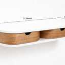 Floating Nightstand, 21 Inch Wall Mounted Bedside Shelf, Handmade Bedroom Furniture,Pine Wood Bedside Table, Nightstand with Drawer (White, Double Drawers), 21.06" x 6.61" x 3.46"