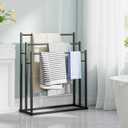 Honiter Towel Racks for Bathroom, 3 Tier Wide Towel Drying Rack Outdoor, Free Standing Towel Rack, Pool Towel Blanket Stand and Display Rack for Oversized Bath Towels, Black