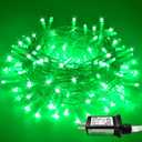 JMEXSUSS Green Christmas String Lights Indoor Outdoor Clear Wire, 200 LED Green Lights for St Patrick's Day Spring Tree Garden Christmas Decor