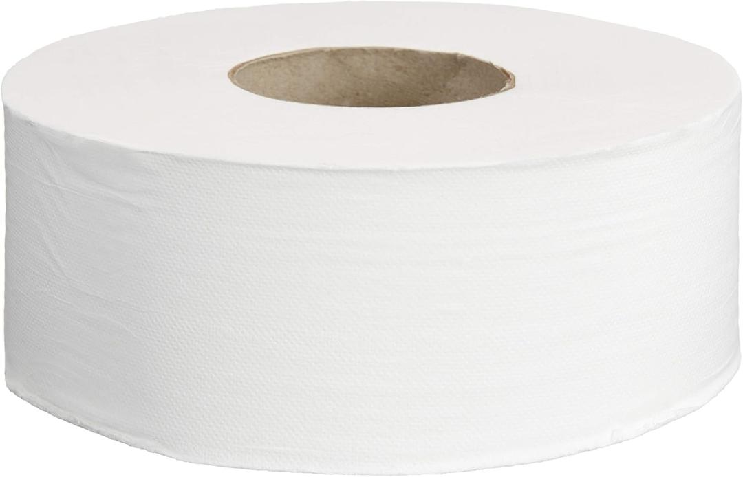 AmazonCommercial 2-Ply White Jumbo Roll Toilet Paper, 9 in, Septic Safe, Compatible with Universal Dispensers, FSC Certified, 1000 Feet Per Roll (Pack of 12)