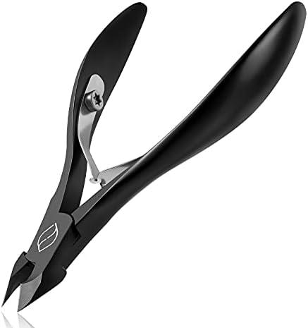 FERYES Cuticle Cutters 1/2 Jaw - Professional Stainless Steel Cuticle Clippers Nail Cuticle Remover Tool, Nail Dead Skin Clipper - BLACK
