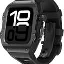 316L Stainless Steel Case with Band for Apple Watch Ultra 3/2/1 49mm, Series 11/10 46mm, Luxury Rugged Military Protective Metal Cover Tactical Heavy Duty Protection Strap (Black)