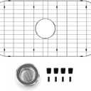 iPEGTOP Sink Bottom Grid 28"x 15", Stainless Steel Sink Protector Centered Drain with Round Corner Radius, Sink Grate for Bottom of Kitchen Single Sink Bowl with Hole, One-Piece