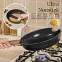 CAROTE 15Pcs Ceramic Cookware Set, Pots and Pans Set Non stick, Kitchen Cooking Set with Detachable Handle, Non Toxic Induction Cookware, Dishwasher/Oven Safe, PFAS Free, Black&Gold