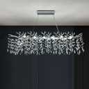 Tree Branch Chandelier Modern Crystal Pendant Light, Luxury Chrome Linear Rectangle Art Deco Raindrop Lighting Fixture for Dining Room Kitchen Island Living Room 10 Lights L40''