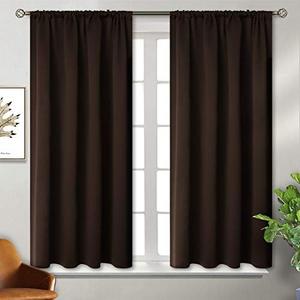 BGment Brown Blackout Curtains 48 Inches Long for Bedroom - Chocolate Short Thermal Insulated Drapes with Rod Pocket Room Darkening Privacy for Living Room Kitchen Bathroom, 42 x 48 Inch, 1 Panel