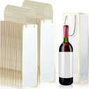 Mimorou 50 Pack Graduation Wine Bags Bulk Wine Bottles Gift Bags with Handles 13.8x3.8x3.8 Reusable Gold Foil Print Kraft Paper Bottle Gift for Wedding Bridal Shower Birthday supplies(White)