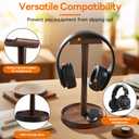 Yookin Wood Headphone Stand Headset Stand for Deak Universal Headphone Holder with Storage Base Handcrafted Desk Organizer for Gaming Headsets(Beech Wood)