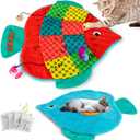 Cat Mat, Cute Soft Catnip Mat, Cat Activity Mat Machine Washable Catnip Toys Interactive Cat Toys for Indoor Cats (Fish Shape)