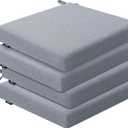 Outdoor Chair Cushions Set of 4, Water-Resistant & Fadeness 17" W x 16" D x 2" T Seat Cushion, High Density Foam with Dual Straps for Patio Garden Furniture Sofa Dining Chairs, Light Grey