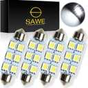 44MM 6-SMD 5050 Festoon Dome Map Interior LED Light Bulbs Lamp For 6411 578 211-2 212-2 (4 pieces) (White)