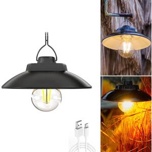 3 x LED Outdoor Solar Warm Light Camping Light, Waterproof Solar and USB Powered Retro Courtyard Lighting, 2 Mode Portable Emergency Light with Hook.
