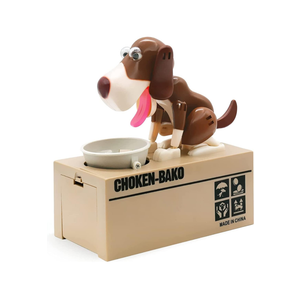 Puppy Piggy Bank, My Dog Piggy Bank, Cute Robotic Coin Munching Toy Money Box, Saving Money Coin Bank Gift (Coffee)
