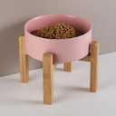 Pink Raised/Elevated Ceramic Dog Bowl for Small Medium Sized Breeds,Dog Food Water Bowl with Stand,6 in Non Slip Heavy Pet Feeding Dish 3.6 Cups/ 850 ml /28 OZ