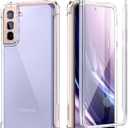 SURITCH for Samsung Galaxy S21 Clear Case 6.2" (Only), [Built-in Screen Protector] Full Body Protective Hard Shell+Soft TPU Phone Case for Samsung S21 -(Full Clear)