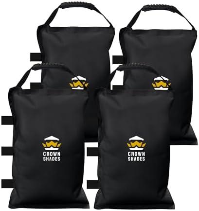 CROWN SHADES Sand Bags for Canopy Legs (112 LBS) Sandbags for Weight, Canopy Weights, Pop Up Tent Weights Bags, Black (Unfilled)
