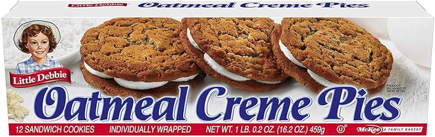 Little Debbie Oatmeal Creme Pies, 72 Soft Oatmeal Cookies with Creme , 1.01 Pound (Pack of 10) BB Date Oct 05 2025