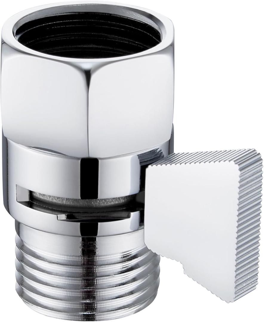 Angle Simple Shower Flow Water Valve, Brass Shut Off Valve for Hand Shower, RV Hose Flow Restrictor, Chrome