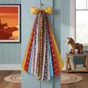 2 x Cow Print Ribbon Bow Set, 27.5" Western Themed Wreath Decoration with 9 Assorted Ribbons, Yellow Plaid Cowboy Door Hanger Sash for Birthday Party Kids Room & Gift Wrapping