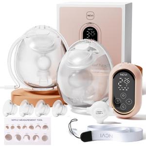 NCVI Ultra-Lightweight Wearable Breastfeeding Pump Hands-Free&Portable, Hospital-Grade Double Electric Breast Pump Come with Leak-Proof Double Fit Flange, 4 Modes 9 Levels, 19/21mm for Small Nipples