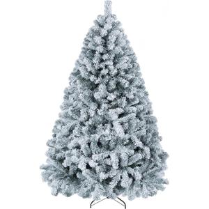 Yaheetech 6ft Premium Snow Flocked Artificial Christmas Tree Hinged Pine Full Holiday Xmas Tree for Home Office Party Decoration with 820 Branch Snow Tips and Metal Stand (Green&white)