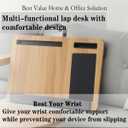 Wooden Lap Desk with Cushion,Work from Home Solution, Lightweight, Fits up to 17 inches Laptop,Lightweight Stand with Soft Wrist Pad,Laptop Pad for Couch