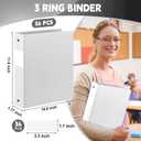 Henoyso 36 Pcs White 1.5 Inch 3 Ring Plastic Binder Bulk, 1 1/2 Inch Soft Flexible Binders Three Round Rings Fit 8.5x11 Papers for School Office Home File Organization Supplies