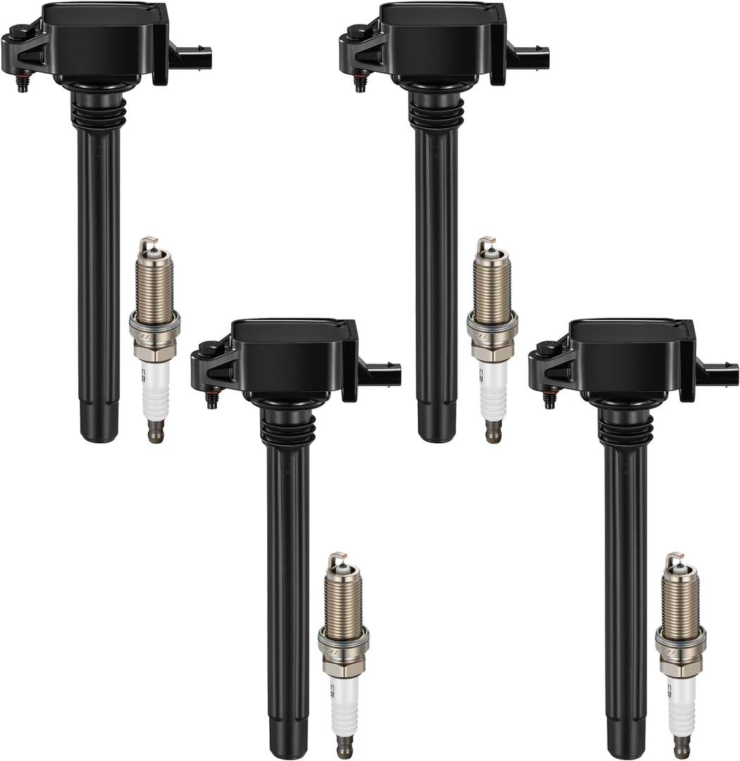 BDFHYK Ignition Coil Pack UF751 and Iridium Spark Plugs 4469 Compatible with Jeep Cherokee Compass Renegade,Compatible with Chrysler 200,Dart,500X 2.4L L4 UF754 68242286AA XP5325 6619,Set of 4