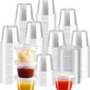 500 sets 1 oz Jello Shot Cups, Sturdy Disposable Plastic Portion Cups with Lids, Souffle Cups, Clear Plastic Containers with Lids for Salad Dressing,Condiment and Dipping Sauce