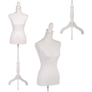 Mannequin Dress Form Female Dress Model Torso Display Mannequin Body 60-67 Inch Height Adjustable Tripod Stand (White, 60-67 Inches)