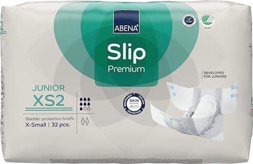 Abena Hypoallergenic Slip Junior Premium Incontinence Briefs, for Juniors Aged 5-15, Eco-Labeled, Level 2, 32 Count