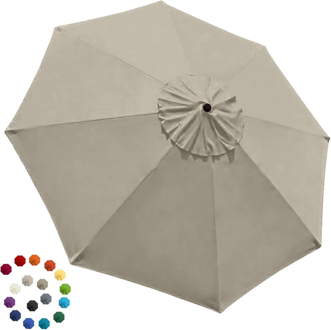 EliteShade USA 9ft Replacement Covers 8 Ribs Market Patio Umbrella Canopy Cover (CANOPY ONLY) (Beige)