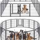 mestyl Dog Playpen, 40" Height 16 Panels Outdoor Pet Play Pen, Big Dog Exercise Play Pen for Large/Medium/Small Dogs, Foldable Puppy Pen for Indoor, Camping, RV, Anti-Rust Paint Finish, Quick Install