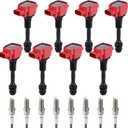 CarBole UF510 E1010 Ignition Coils Spark Plugs Set Replacement for Nissan QX56, Infiniti Titan Armada Pathfinder NV2500 NV3500