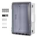 ABS Electrical Junction Box, Ventilated Design, Cable Grommets, IP65 Waterproof Enclosure, Indoor/Outdoor Use with Mounting Panel.(Clear Cover, 15"x11"x5.1")