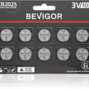 3 x BEVIGOR 2025 Battery Compatible with AirTag CR2025 Lithium 3V Coin Battery for Child Safety, Suitable for Key Fobs, Smart Sensors, Scales, Candles and More 10pcs (CR2025-10P)