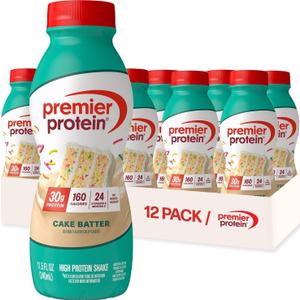 Premier Protein Shake, Cake Batter, 30g Protein, No Added Sugar, 24 Vitamins & Minerals to Support Immune Health, 11.5 fl oz, 12 Pack, BBD DEC072026