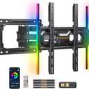 Perlegear AuraFrame Pre-Assembled TV Wall Mount with LED Lights for 26-65 inch TVs up to 99 lbs, Max VESA 400x400mm, Swivel, Extension, Tilt, TV Backlights with Music Sync, Fits 16/12 Wood Studs